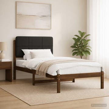 vidaXL Bedframe met gestoffeerd hoofdbord Donkerbruin en, Verzenden