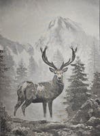 Wandtapijt van alpaca jacquard Cervo maestoso Montagna -
