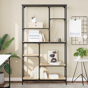 vidaXL Boekenrek 99x35,5x176 cm bewerkt hout en staal sonoma, Verzenden, Nieuw