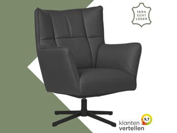 Leren draaifauteuil Lovely - Toledo Antracite (donkergrijs), Ophalen of Verzenden