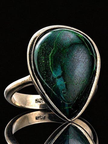 Malachietring - 925 sterlingzilver - groen statement-sieraad