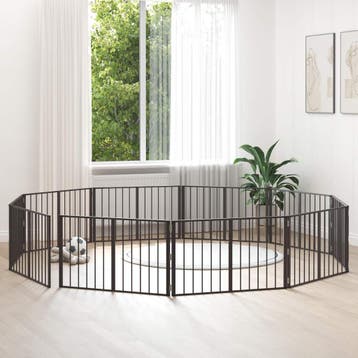 vidaXL Hondendeur 10 pcs Zwart 100 x 60 cm Gegevens staal, Verzenden