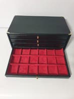 Accessoires. Black eco-leather coin cabinet for 72 places