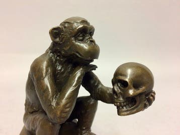 Statuette, Bronzen beeld - Het aapje van Darwin - 1,2 kg -