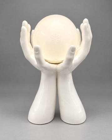 Vintage “Hands of Hope” tafellamp – keramische handen met
