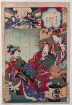 Edo, Bloemen van de Yoshiwara - Sneeuw, Maan en Bloemen -, Antiek en Kunst