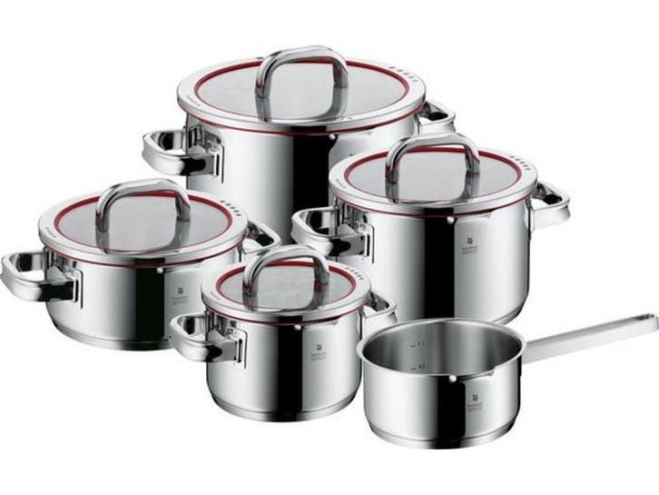 WMF Function4 - Pannenset - 5-delig - RVS - Glazen deksels, Maison & Meubles, Cuisine | Casseroles & Poêles, Envoi
