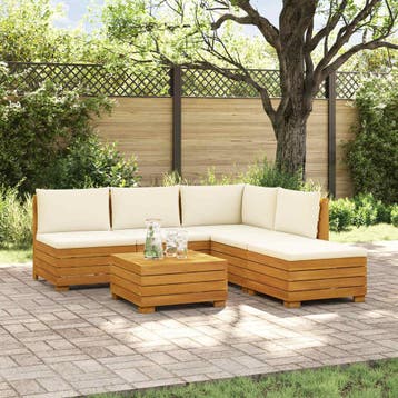 vidaXL 6 st Buiten bank set Massief Acacia Hout Bruin, Verzenden, Nieuw