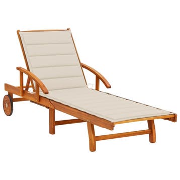 vidaXL Ligbed met kussen massief acaciahout, Tuin en Terras, Verzenden, Nieuw