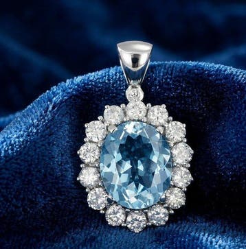 Pendentif - 18 carats Or blanc - 6.90ct. tw. Topaze -