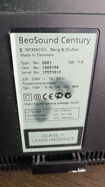 Bang & Olufsen - BeoSound Century Cd-speler, Nieuw