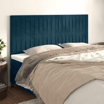 vidaXL Hoofdbord donkerblauw 160x5x118/128 cm fluweel, Verzenden