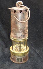 Vintage Mining Lamp - Lamp - Messing, Glas - Vintage, Antiek en Kunst