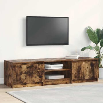vidaXL Tv-meubel 140x40x35,5 cm bewerkt hout gerookt, Verzenden