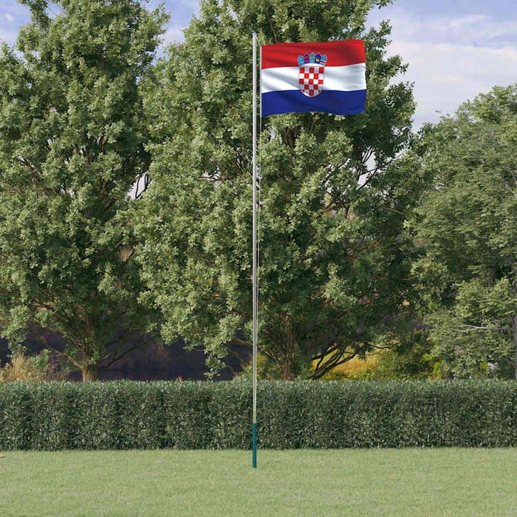 vidaXL Vlag met vlaggenmast Kroatië 6,08 m aluminium, Diversen, Vlaggen en Wimpels, Nieuw, Verzenden