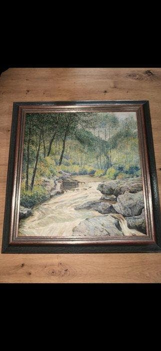 Franz Bender (1873-1905) - Flusslandschaft mit Wasserfall