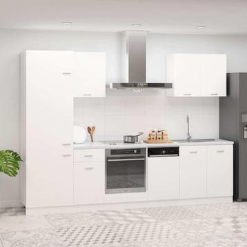 vidaXL 7-delige Keukenkastenset Lyon bewerkt hout wit, Verzenden, Nieuw