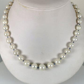 Halsketting Zilver Parel - Tanzaniet - Southsea BQ Ø 7×12 mm, Nieuw
