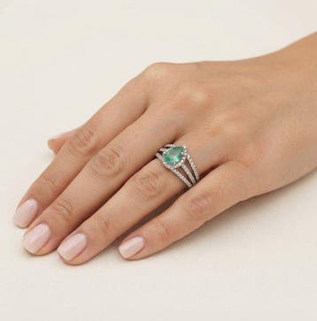 Sans prix de réserve - Bague Argent - 1.20ct. tw. Émeraude