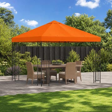vidaXL Prieel 3 x 3 m Oranje Polyester en Staal 190 gsm, Verzenden, Nieuw