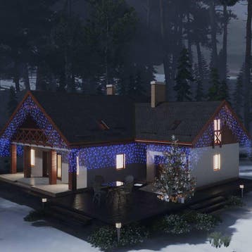 vidaXL Lichtgordijn met 400 LEDs en 8 functies 10 m blauw, Verzenden, Nieuw