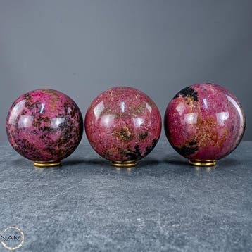 Prachtige rhodoniet bolletjes-set – Krachtige elegantie in
