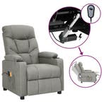 vidaXL Massagestoel elektrisch stof lichtgrijs, Verzenden