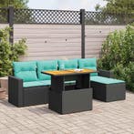 vidaXL 6-delige Loungeset met kussens poly rattan zwart, Verzenden, Nieuw, Loungeset