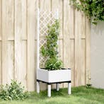 vidaXL Plantenbak met latwerk 40x40x142 cm polypropeen wit, Verzenden