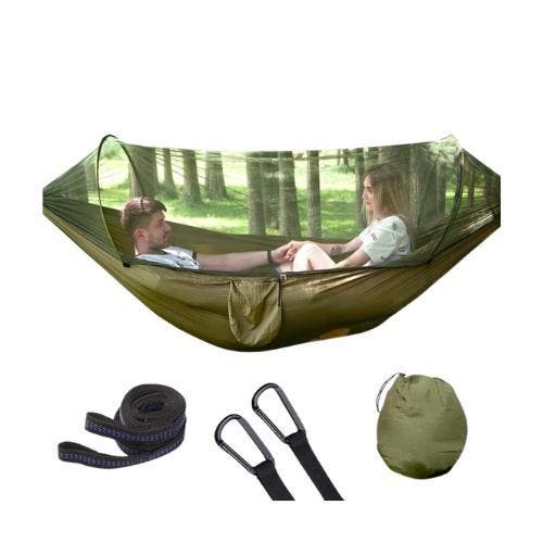 Hangmat met muggennet 1-persoons hangmat outdoor buitenlucht, Tuin en Terras, Hangmatten, Inklapbaar, Opvouwbaar, Binnen, Buiten