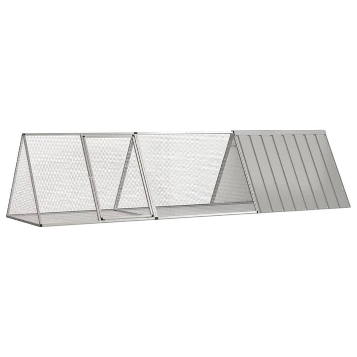 vidaXL Konijnenkooi Grijs 302,5x80,5x71 cm Gegalvaniseerd, Dieren en Toebehoren, Knaagdieren en Konijnen | Hokken en Kooien, Nieuw