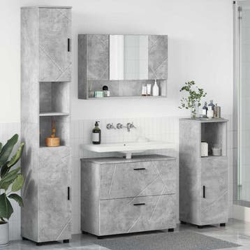 vidaXL Badkamermeubel Set 4 st Beton Grijs 35 x 30 x 192 cm, Huis en Inrichting, Verzenden, Nieuw