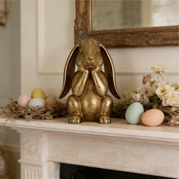 Generico - sculptuur, Golden Resin Rabbit Statue -