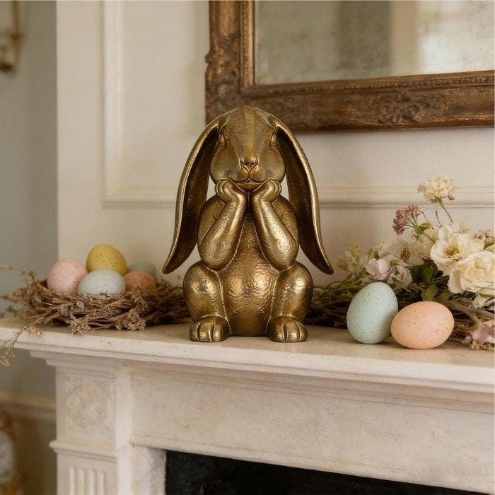 Generico - sculptuur, Golden Resin Rabbit Statue -, Antiquités & Art, Curiosités & Brocante