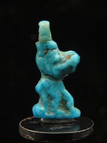 Égypte ancienne Faience Amulette du dieu Bes avec un