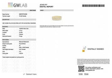 Zonder minimumprijs - Ring - 14 karaat Geel goud - 3.47ct.