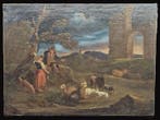 Italiaanse school (XVIII) - Pastorelli con gregge, Antiek en Kunst, Kunst | Schilderijen | Klassiek