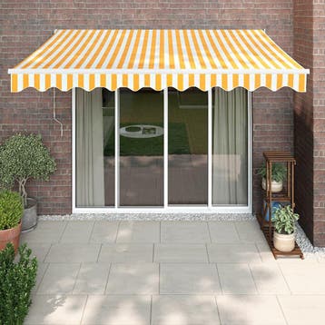 vidaXL Luifel uittrekbaar 3x2,5 m stof en aluminium geel en, Verzenden, Nieuw
