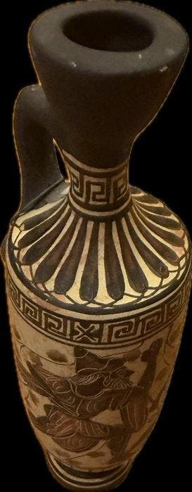 Faïence Vase - 12 cm - Réplique dun lékythos attique., Verzamelen, Mineralen en Fossielen