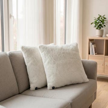 Lot de 2 coussins chauffants - gris clair - 55 x 55 cm |, Verzenden, Neuf