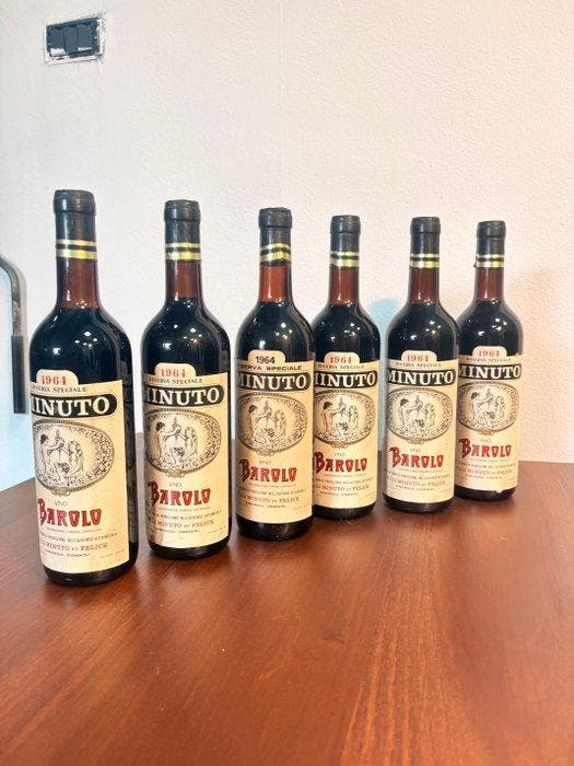 1964 Minuto - Barolo - 6 Flessen (0.72L), Verzamelen, Wijnen