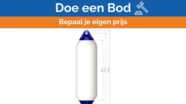 Bieden: Polyform F8 white heavy duty fender 144 x 38 cm, Watersport en Boten, Bootonderdelen, Ophalen of Verzenden