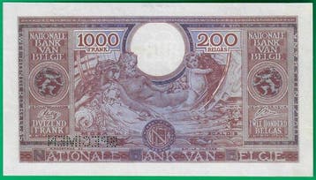 België. - 1000 Francs = 200 Belgas 1943 - printer’s archival