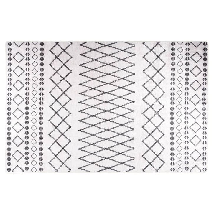 vidaXL Vloerkleed wasbaar 160x230 cm zwart en wit, Huis en Inrichting, Stoffering | Tapijten en Vloerkleden, Nieuw, Verzenden