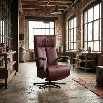 Leren relaxfauteuil met hartbalans Pure - Toledo Bordeaux, Bohemian, Industrieel, Modern, Scandinavisch, Nieuw, Ophalen of Verzenden
