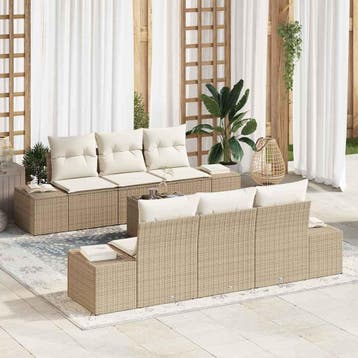 vidaXL Tuinbank Set 8 st Beige en Crème poly rattan, Verzenden