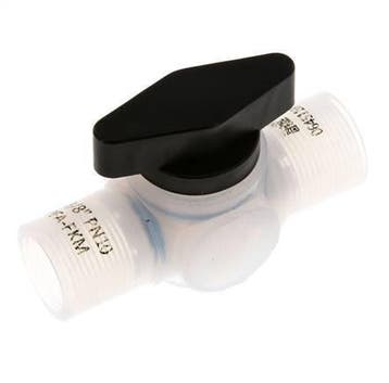 Vanne à bille à 2 voies en PFA G 3/8 FKM pour le vide, Verzenden