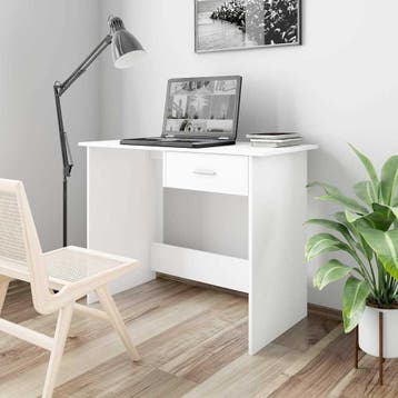 vidaXL Bureau 100x50x76 cm bewerkt hout wit, Verzenden, Nieuw