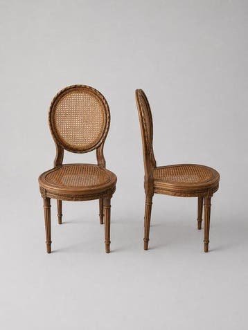 Chaise (2) - Une paire exceptionnelle de chaises cannées à