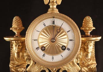 Portico klok - Empire pendule - - Verguld brons - 1800-1850